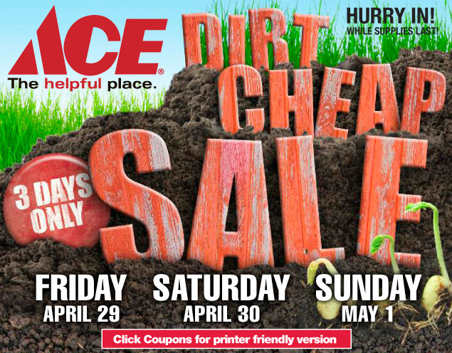 DIRT CHEAP SALE. APRIL 29TH - MAY 1ST.